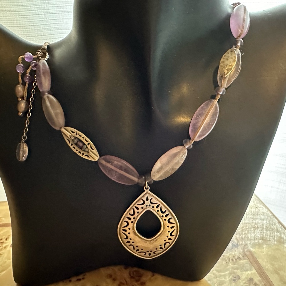 Retired Silpada Sterling Silver and Amethyst Beaded Necklace w Sterling …